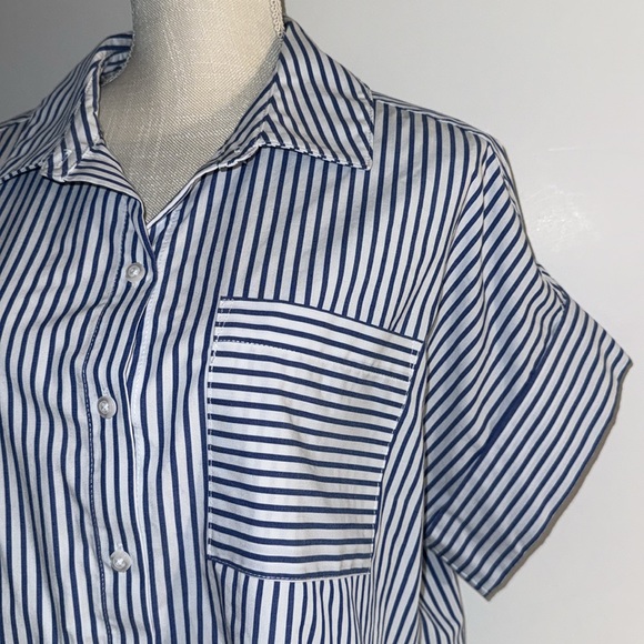 Casa Cabana blue & White Stripe Top Blouse New - Picture 3 of 4